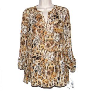 ZAC & RACHEL Animal Print Blouse  sz L NWT